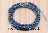 GMN7216 4mm faceted round tiny chrysocolla beaded necklace jewelry