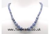 GMN7313 blue spot stone graduated beaded necklace & bracelet set