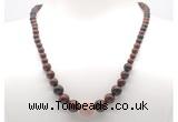 GMN7318 mahogany obsidian graduated beaded necklace & bracelet set