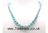 GMN7349 blue sea sediment jasper graduated beaded necklace & bracelet set