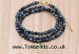GMN7422 4mm faceted round tiny snowflake obsidian beaded necklace with constellation charm