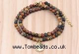 GMN7432 4mm faceted round tiny picasso jasper beaded necklace with constellation charm