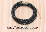 GMN7436 4mm faceted round tiny Indian bloodstone beaded necklace with constellation charm