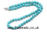 GMN7702 18 - 36 inches 8mm, 10mm round turquoise beaded necklaces