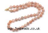 GMN7809 18 - 36 inches 8mm, 10mm round moonstone beaded necklaces