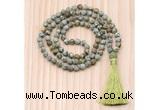 GMN8720 Hand-Knotted 8mm, 10mm Matte Rhyolite 108 Beads Mala Necklace