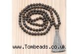 GMN8722 Hand-Knotted 8mm, 10mm Matte Bronzite 108 Beads Mala Necklace