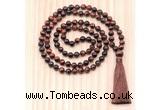 GMN8805 Hand-Knotted 8mm, 10mm Red Tiger Eye 108 Beads Mala Necklace