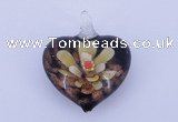 LP02 16*32*40mm heart inner flower lampwork glass pendants