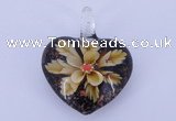LP07 15*32*41mm heart inner flower lampwork glass pendants