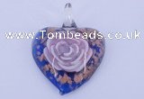 LP26 15*40*50mm heart inner flower lampwork glass pendants