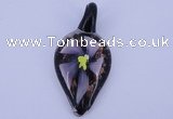 LP81 11*27*57mm leaf inner flower lampwork glass pendants