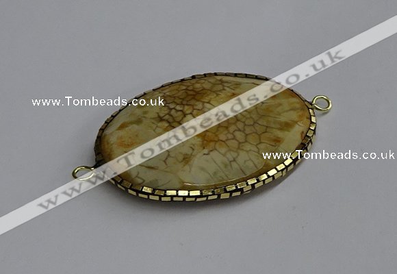 NGC1821 35*50mm oval agate gemstone connectors wholesale