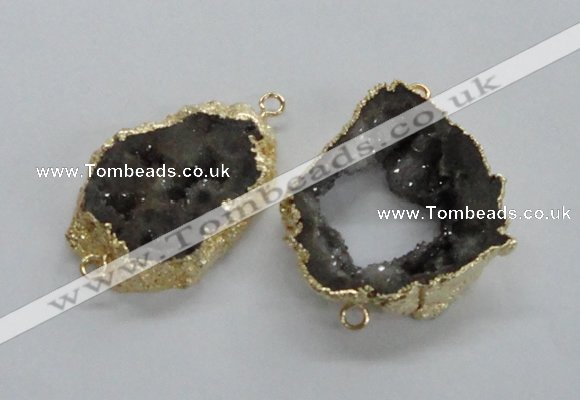NGC272 30*35mm - 35*40mm freeform plated druzy agate connectors