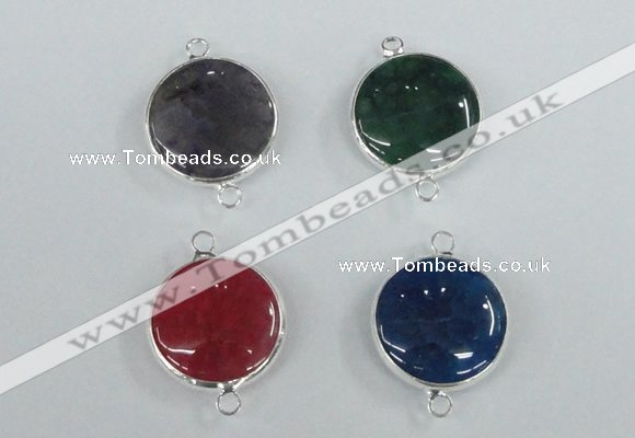 NGC390 18mm flat round agate gemstone connectors wholesale