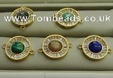 NGC6045 16mm coin mixed gemstone connectors wholesale