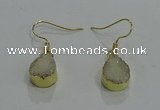 NGE242 10*12mm teardrop druzy agate gemstone earrings wholesale