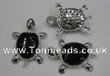 NGP1300 43*60mm tortoise agate pendants with crystal pave alloy settings