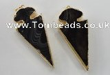 NGP1410 30*65mm arrowhead agate gemstone pendants wholesale