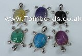 NGP1436 43*60mm tortoise agate pendants with crystal pave alloy settings