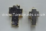 NGP1447 20*40mm - 30*55mm cross druzy amethyst gemstone pendants