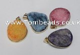 NGP1515 20*30mm - 25*35mm freeform plated druzy agate pendants