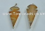 NGP1571 30*65mm arrowhead agate gemstone pendants