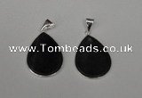 NGP1797 25*35mm flat teardrop agate gemstone pendants wholesale