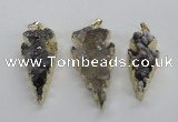 NGP1987 15*40mm - 20*50mm arrowhead druzy agate pendants