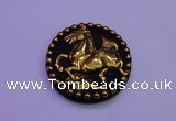 NGP2022 50mm carved gold plated matte black obsidian pendants