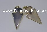 NGP2645 25*48mm - 28*54mm arrowhead agate pendants wholesale