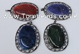 NGP2974 50*60mm oval agate gemstone pendants wholesale
