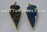 NGP3054 25*50mm - 28*55mm arrowhead agate pendants wholesale