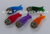NGP3278 16*52mm - 18*56mm fish-shaped agate gemstone pendants