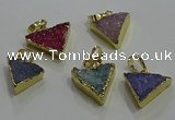 NGP3435 12*16mm - 15*20mm triangle druzy agate gemstone pendants