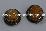 NGP3678 35*45mm oval plated druzy agate gemstone pendants