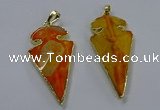NGP3802 25*50mm - 28*55mm arrowhead agate gemstone pendants