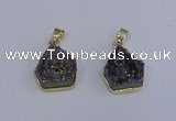 NGP4009 15*16mm freeform druzy quartz gemstone pendants