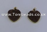NGP4022 20*20mm heart druzy quartz gemstone pendants