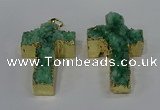 NGP4177 30*48mm - 32*50mm cross druzy quartz pendants wholesale