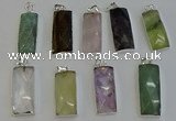 NGP6195 14*30mm - 15*38mm faceted rectangle mixed gemstone pendants