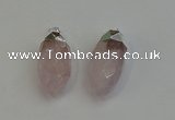 NGP6219 12*28mm - 15*30mm faceted bullet rose quartz pendants