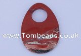 NGP624 5pcs 45*62mm flat teardrop red jasper gemstone pendants
