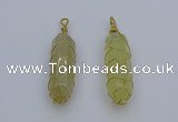 NGP6739 13*40mm sticks lemon quartz gemstone pendants wholesale