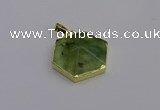 NGP6810 24*25mm hexagon green qutilated quartz pendants wholesale