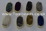 NGP6915 10*22mm - 12*25mm freeform plated druzy quartz pendants