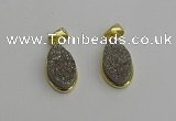 NGP7180 10*20mm flat teardrop plated druzy quartz pendants