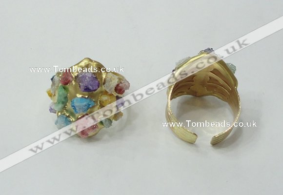 NGR173 20*25mm druzy agate gemstone rings wholesale