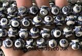 CAA6223 15 inches 12mm faceted round electroplated Tibetan Agate beads