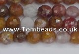 CAG9911 15.5 inches 6mm faceted round red moss agate beads